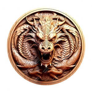 3D Illusion Dragon | Laser Engraving File PNG | Lightburn File | Dragon 05