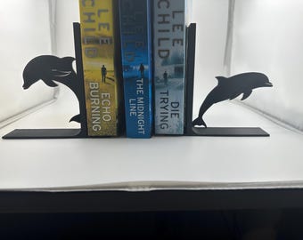 Bookends, Dolphins / Pair or Single bookend, available in a range of colours. Silhouette