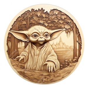 3D Illusion Yoda | Lasergravur Datei PNG | Lightburn-Datei | Yoda-01