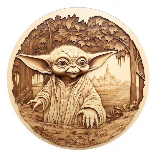 3D Illusion Yoda | Laser Engraving File PNG | Lightburn File | Yoda 01