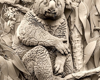 3D Illusion Koala 01 | Laser Engraving File JPG | Lightburn File | Koala 01