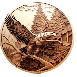 3D Illusion Eagle | Laser Engraving File PNG | Lightburn File | Eagle 01