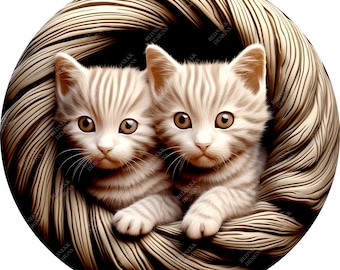 Lindo gatito con ilusión 3D / Archivo de grabado láser PNG / Archivo Lightburn / Gatito 03