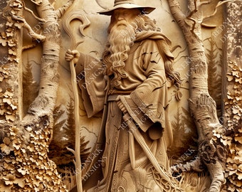 3D Illusion Wizard 01 | Laser Engraving File JPG | Lightburn File | Wizard 01