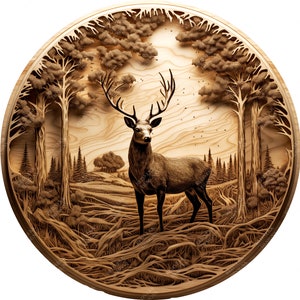 3D Illusion Stag | Arquivo de gravação a laser PNG | Arquivo Lightburn | Stag 14