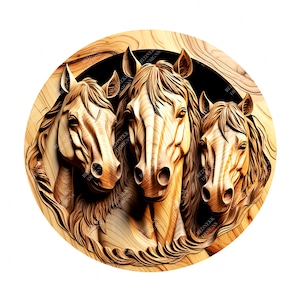 Cavalo de ilusão 3D | Arquivo de gravação a laser PNG | Arquivo Lightburn | Cavalo 07