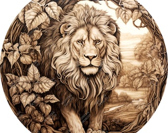 3D Illusion Lion | Laser Engraving File PNG | Lightburn File | Lion 05