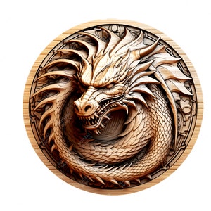3D Illusion Dragon | Laser Engraving File PNG | Lightburn File | Dragon 03