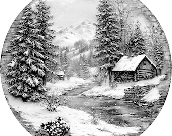 3D Illusion Christmas Scene | Laser Engraving File PNG | Lightburn File | Christmas05