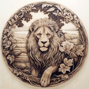 Lion illusion 3D | Fichier PNG de gravure laser | Fichier Lightburn | Lion 01