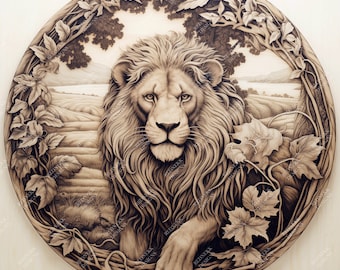 3D Illusion Lion | Laser Engraving File PNG | Lightburn File | Lion 01