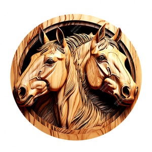 Cavalo de ilusão 3D | Arquivo de gravação a laser PNG | Arquivo Lightburn | Cavalo 08