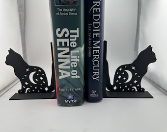 Bookends, Moon & Star Cat, Pair or single bookend, available in a range of colours. Silhouette