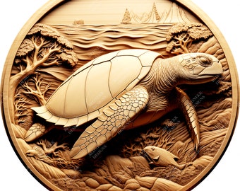 3D Illusion Meeresschildkröte | Lasergravur Datei PNG | Lightburn-Datei | Meeresschildkröte 10