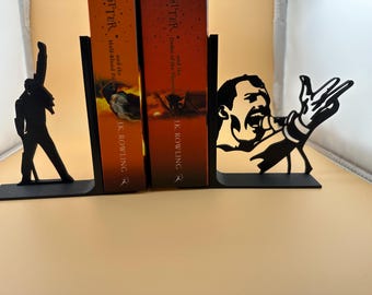 Bookends, Freddie Mercury/Queen / Music Icon / Pair or single bookend, available in a range of colours. Silhouette