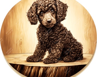 Caniche con ilusión 3D / Archivo de grabado láser PNG / Archivo Lightburn / Caniche 02