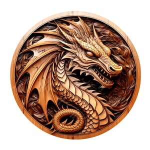 3D Illusion Dragon | Laser Engraving File PNG | Lightburn File | Dragon 02