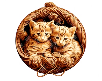 3D Illusion Cute Kitten | Laser Engraving File PNG | Lightburn File | Kitten 06