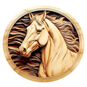 Cavalo de ilusão 3D | Arquivo de gravação a laser PNG | Arquivo Lightburn | Cavalo 03