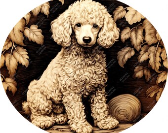 Caniche con ilusión 3D / Archivo de grabado láser PNG / Archivo Lightburn / Caniche 01