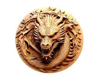 Drago illusione 3D / File incisione laser PNG / File Lightburn / Drago 01