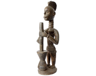 Wood Ivory Coast Statue | Vintage African Art | African Statue | Antique