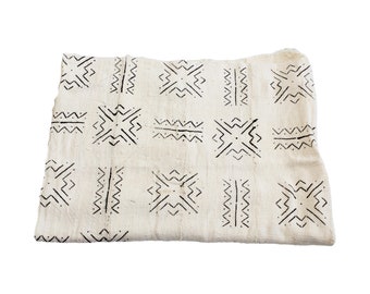 Black and Off White Bogolan Mudcloth Fabric