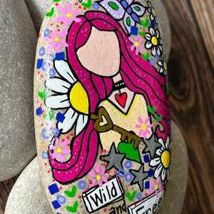 Whimsical Girl,painted Rock,rock Painting,rock Art,wild and Free ...