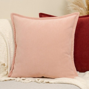 Luxurious Cozy Linen Powder Pink Pillow Cover Pink Scatter Cushion Cover Home Decor Baby Pink Throw Pillows  (All Sizes)