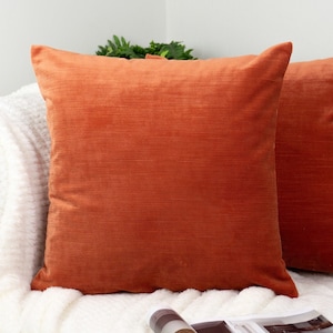 Luxury Handmade Cord Velvet Orange Cushion Cover, Orange Decorative Pillow - Cushion Cover 43x43cm