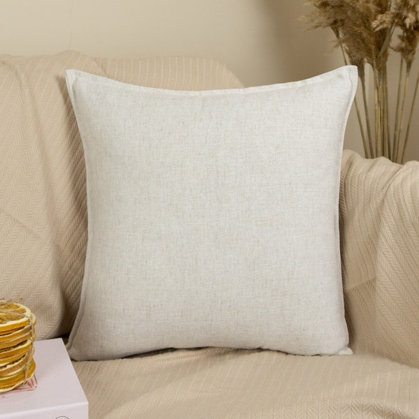 Funda de cojín color crema de lino acogedor Funda de almohada de lino disperso (todos los tamaños)
