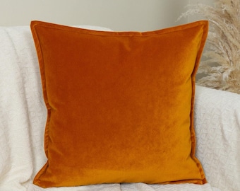 Luxury Velvet Burnt Orange Cushion Cover, Plush Velvet Burnt Orange Throw Pillow Covers (All Sizes)