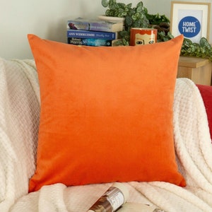 Velvet Bright Orange Cushion Cover Decorative Orange Pillow Cover (All Sizes)