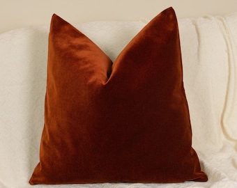 Housse de coussin velours terre cuite, housse de coussin velours terre cuite rouille, coussin lombaire velours