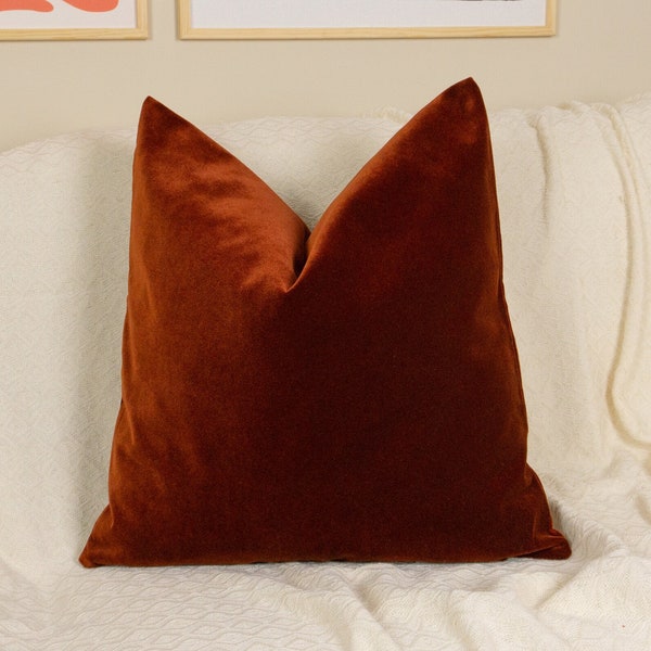 Velvet Terracotta Cushion Cover, Rust Velvet Terracotta Throw Pillow Cover, Velvet Lumbar Pillow