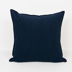 Cosy Cotton Linen Navy Blue Cushion Cover Home Decor Dark Blue Throw Pillow Cover Lumbar (All Sizes)