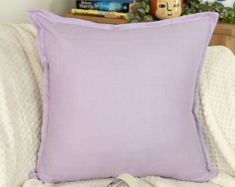 Cotton Linen Purple Cushion Cover, Linen Purple Throw Pillow, 18x18Inches, 20x20Inches