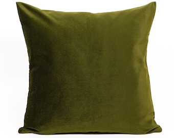 Funda de cojín de terciopelo de lujo color verde oliva (todos los tamaños)