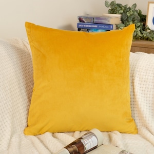 Velvet Orange Cushion Cover Scatter Yellow Cushion Decorative Square Pillow Orange Velvet Throw Pillow (All Sizes)