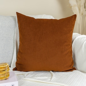 Cosy Cotton Linen Terracotta Cushion Cover Home Decor Terracotta Pillow Cover, Rust Throw Pillow Cover Lumbar (All Sizes)