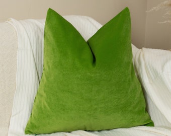 Extra Thick Velvet Apple Green Cushion Cover, Decorative Velvet Green Throw Pillow Cover ( All Sizes)