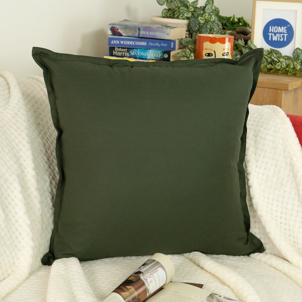 Funda de cojín verde oscuro de lino de algodón, funda de almohada de tiro verde lino, almohadas de lino decorativas