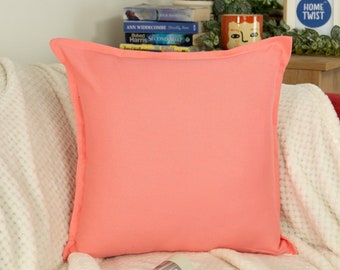Fodera per cuscino rosa in lino di cotone, fodera per cuscino in lino, federa in lino rosa, 18x18 pollici 45x45 cm