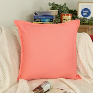 Cotton Linen Pink Cushion Cover, Linen Throw Pillow Cover, Pink Linen Pillowcase, 18x18Inches 45x45cm