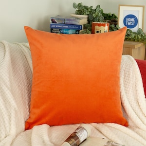 Plush Velvet Orange Cushion Cover, Orange Velvet Pillow Cover, Orange Throw Pillow cover
