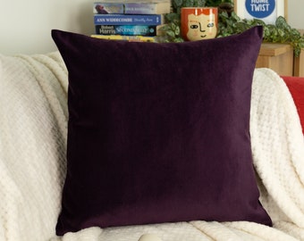 Handmade Velvet Aubergine Cushion Cover l Purple Throw Pillow cover l Cushion Cover 40x40, 45x45cm