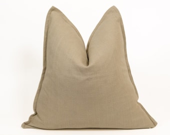 Flanged Natural Linen Beige Scatter Cushion Cover Linen Ivory Throw Pillow Cover (All Sizes)