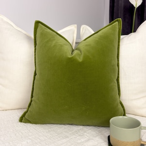 Premium Velvet Moss Green Cushion Cover Decorative Green Throw Pillow Cover Decorative Green Throw Cushion Cover (All Sizes)