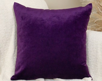 Velvet Aubergine Cushion-Pillow Cover, Deep Purple Velvet Cushion Covers, Plush Velvet Throw Pillow