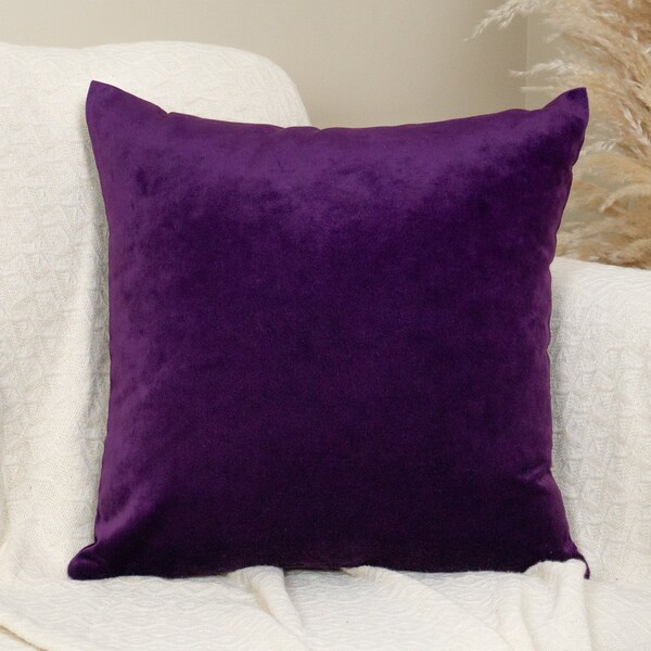 Velvet Aubergine Cushion-Pillow Cover, Deep Purple Velvet Cushion Covers, Plush Velvet Throw Pillow